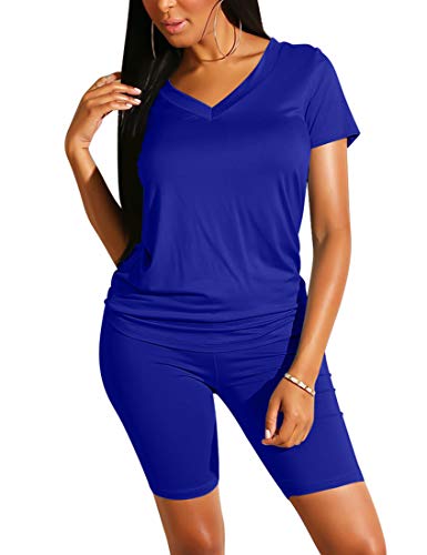 Z-short Sleeve Shorts Set-royal Blue