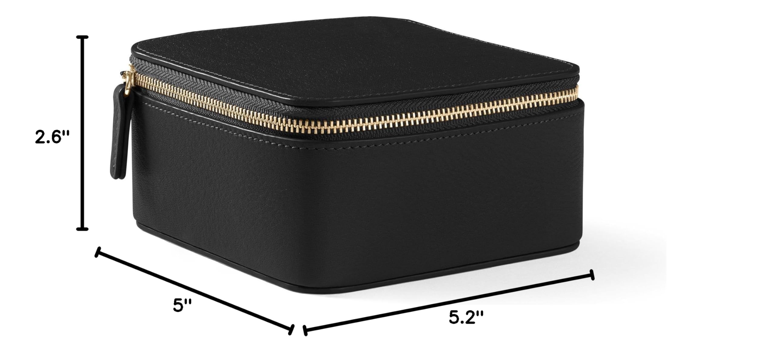 Leatherology Black Onyx Medium Jewelry Organizer - Premium Leather Jewelry Box with Ample Storage, Structured Design for Necklaces & Bracelets | Perfect for Travel, Vanity & Gift Giving