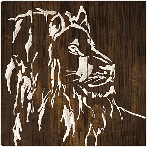 White Lion on Dark Wood