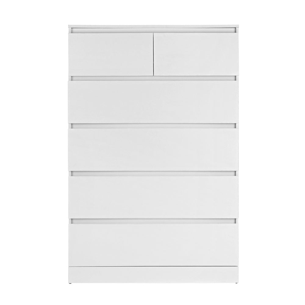 6-Drawer Chest of Drawers - PEPE White Dresser for Bedroom, Living Room & Office Storage Furniture