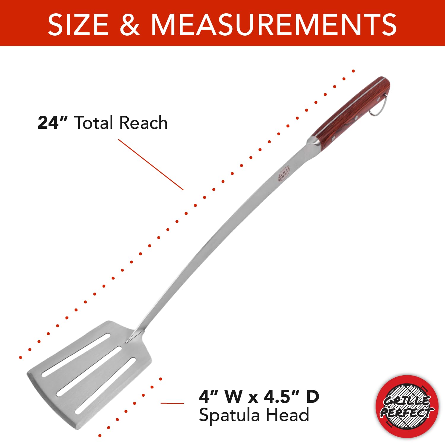 24-Inch Super Long Grill Spatula - Extra Strong Curved Neck with Premium Hardwood Handle & Large Stainless Steel Blade - Perfect for BBQ, Grilling, Fire Pit, Outdoor Kitchen & Backyard Cooking - Ideal for Burgers, Steaks, Pancakes & Grilled Vegetables