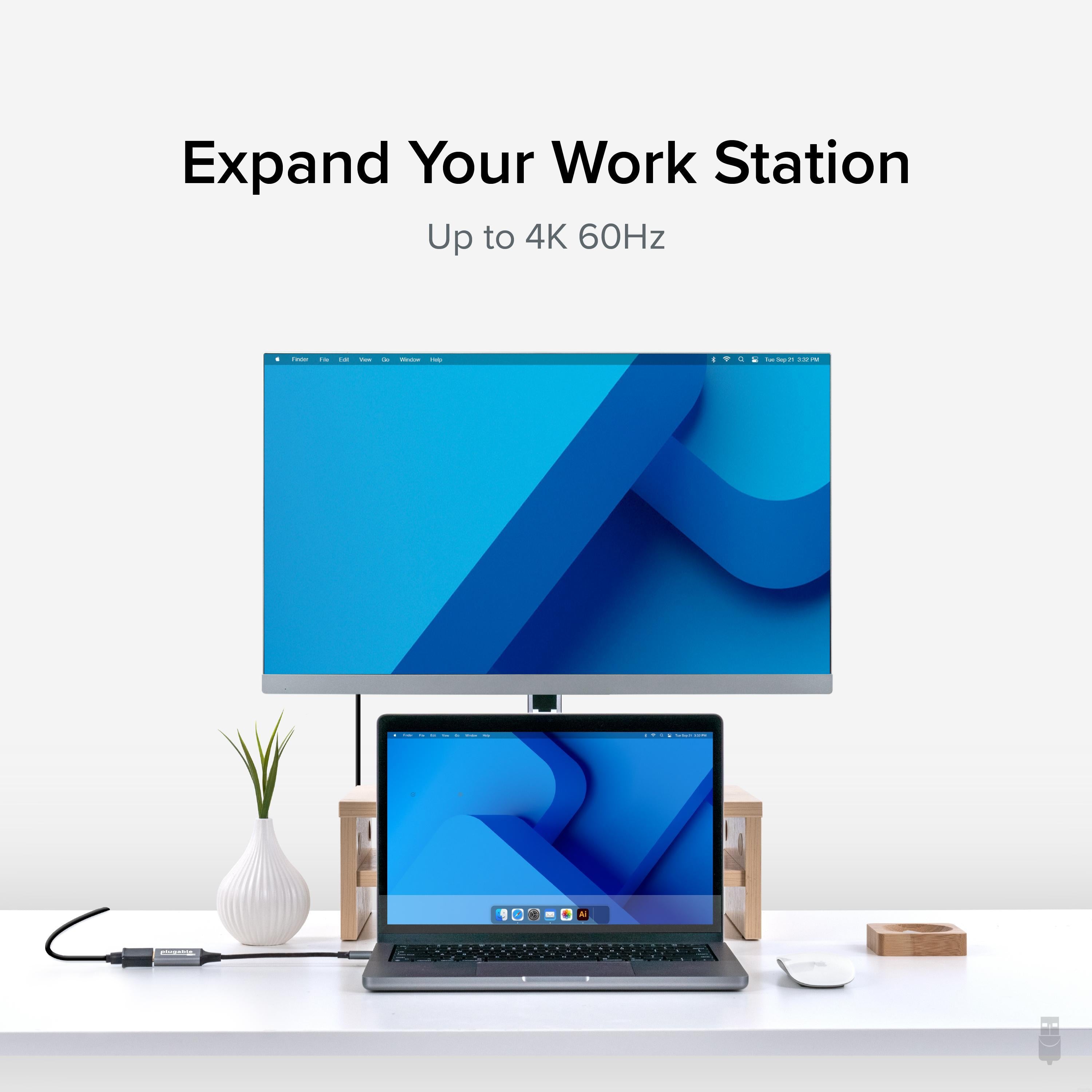 Plugable USB 3.1 Type C to HDMI 2.0 Adapter 4K 60Hz - Thunderbolt 3 Compatible Converter for MacBook Pro, Dell XPS, Surface - Perfect for Home Office, Gaming & Presentations