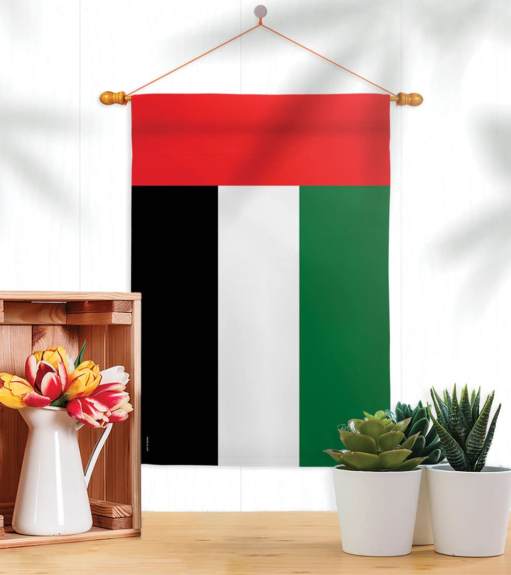 UAE National Flag Set 28x40in with Pole - Home & Garden Decor