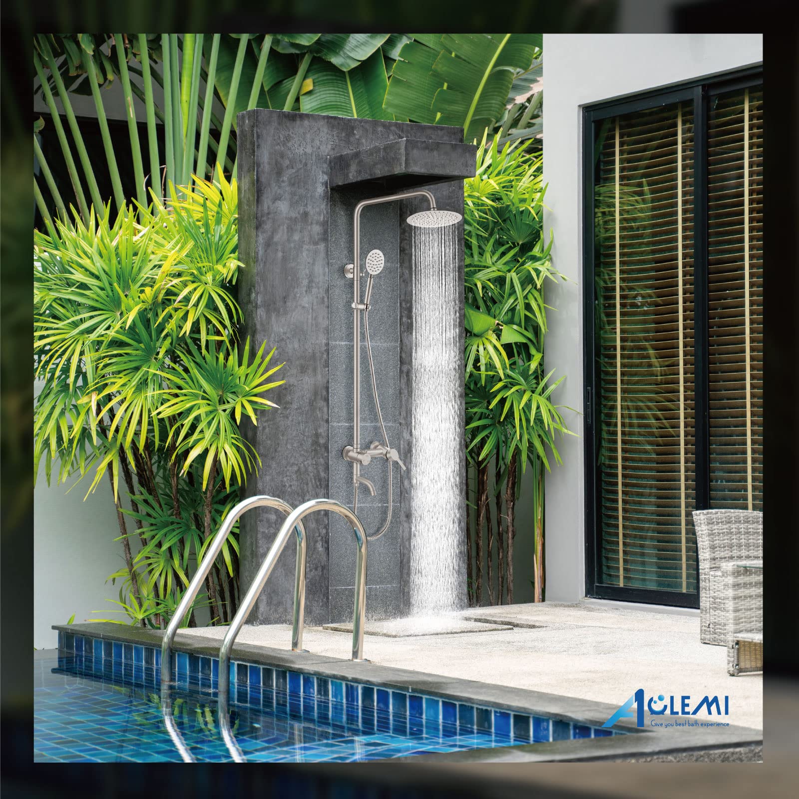 Aolemi Outdoor Shower Faucet - SUS304 Stainless Steel Triple Function Wall Mounted Shower System with 8