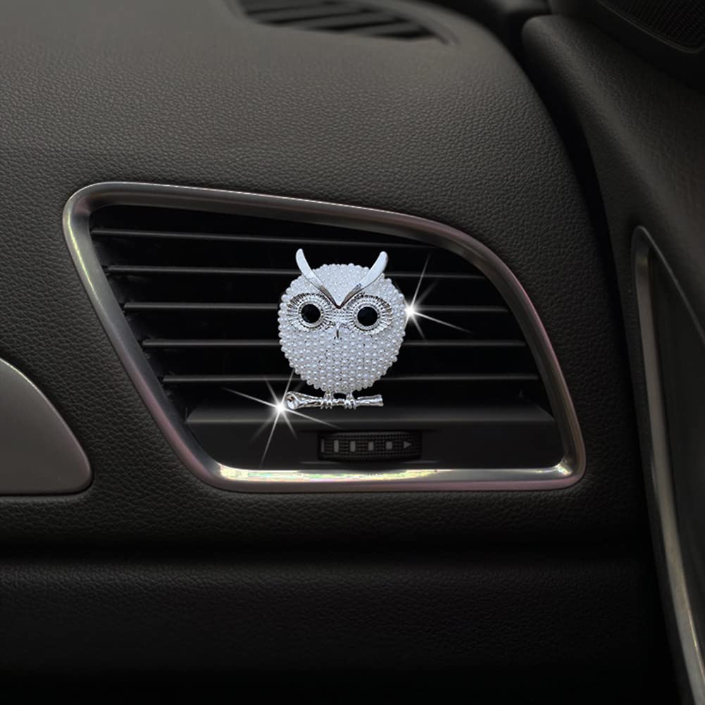 Owl Car Vent Clip Charm - Zcargel Bling Pearl Car Perfume Clip, Glamorous Car Air Freshener & Interior Decoration Accessories for Women | Perfect for Daily Commute, Road Trips & Gift Giving