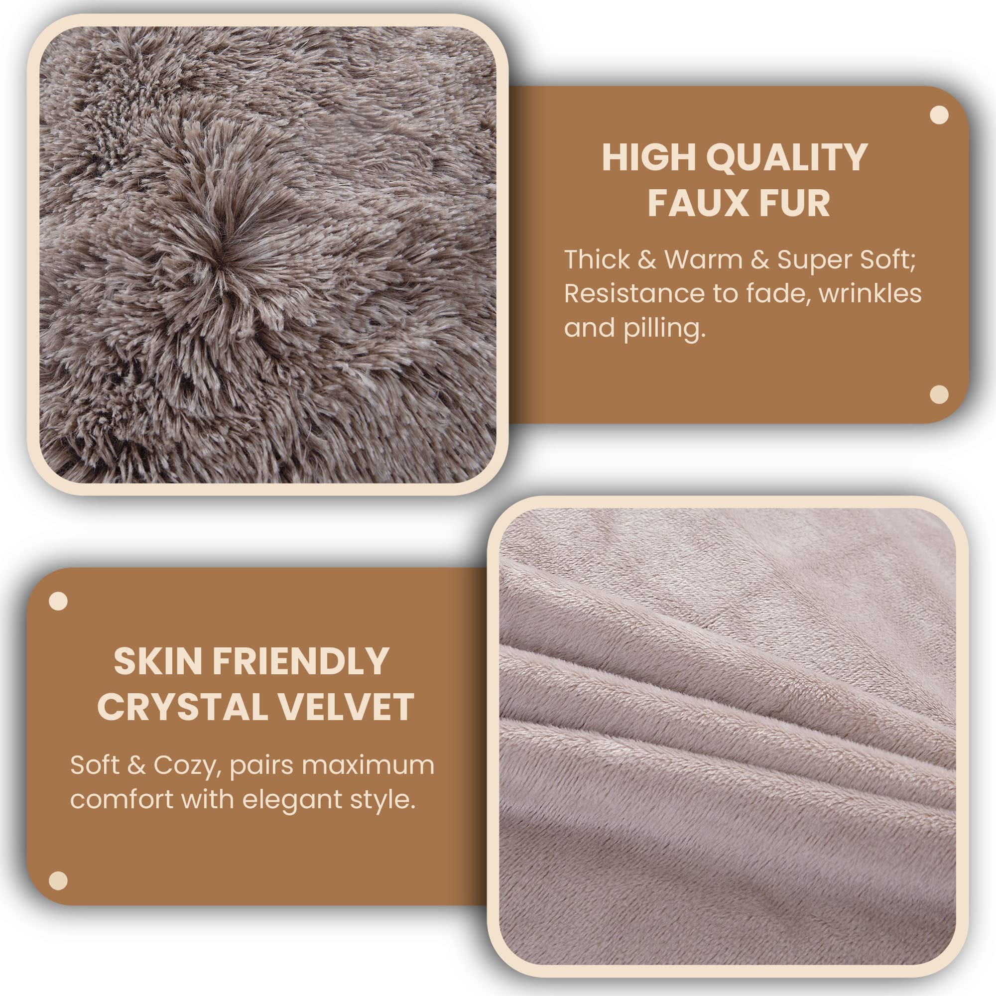 MEGO Shaggy Plush Body Pillow Cover - Soft Faux Fur Fluffy Pillowcase 20x54 Inches - Boho Fuzzy Full Body Pillow Case for Bed, Sofa & Home Decor - Ombre Khaki Rectangular Long Pillow Sham - Perfect for Cozy Lounging, Movie Nights & Nursery Decor