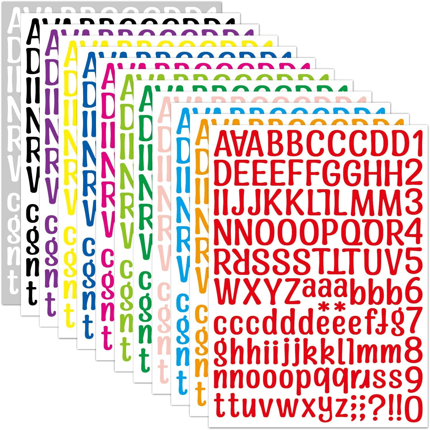 3024-Piece Colorful Alphabet & Number Stickers - 24 Sheets Self-Adhesive Vinyl Letter Decals for DIY Crafts, Scrapbooking, Cup Decoration, Car Windows, Doors & Signs - Perfect for Home, Office & School Projects