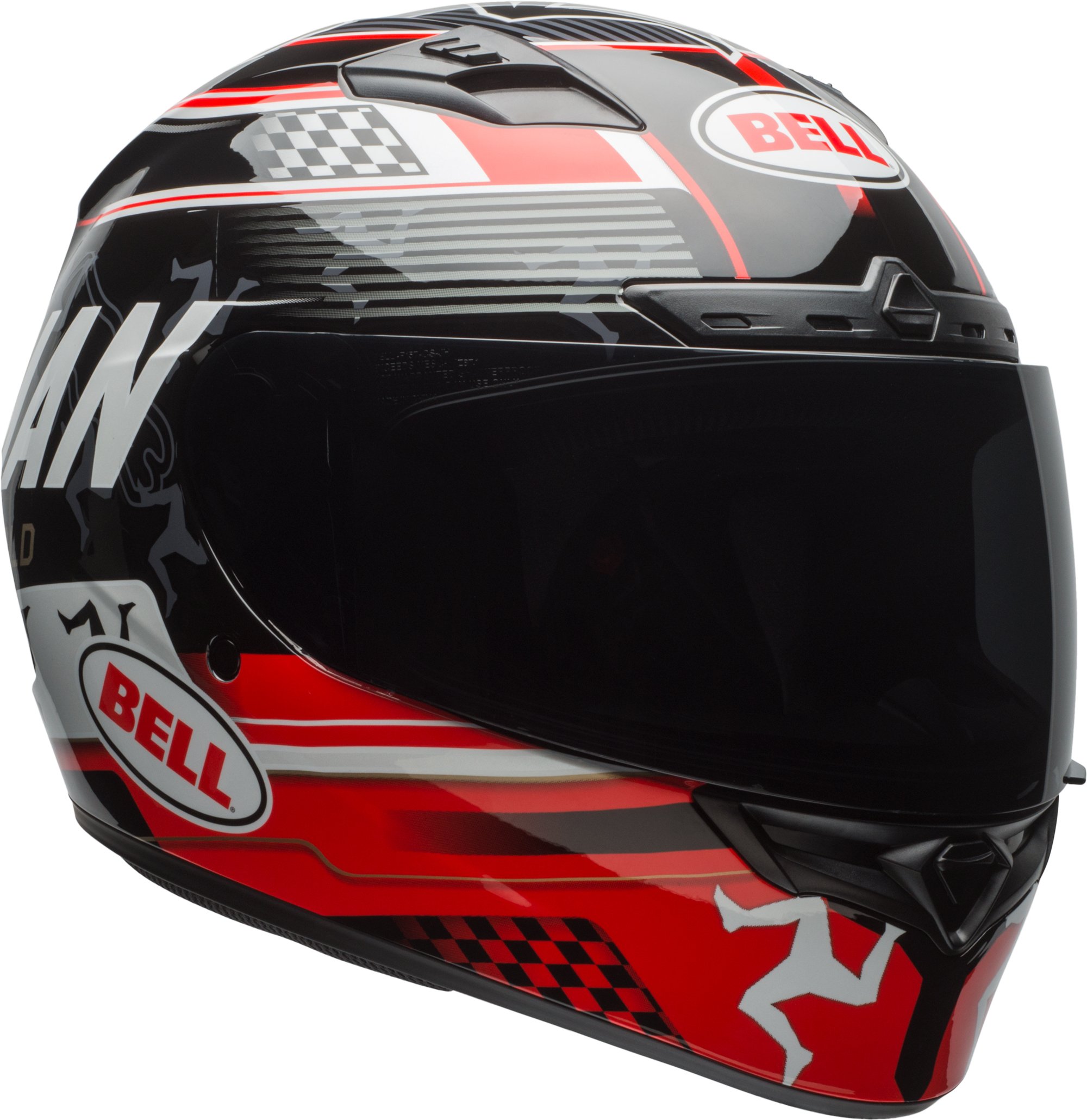 Bell Qualifier DLX Full-Face Motorcycle Helmet - Gloss Black/Red - Extra Small (XS) - DOT Certified for Safety - Ideal for Street Riding, Racing & Isle of Man TT Fans
