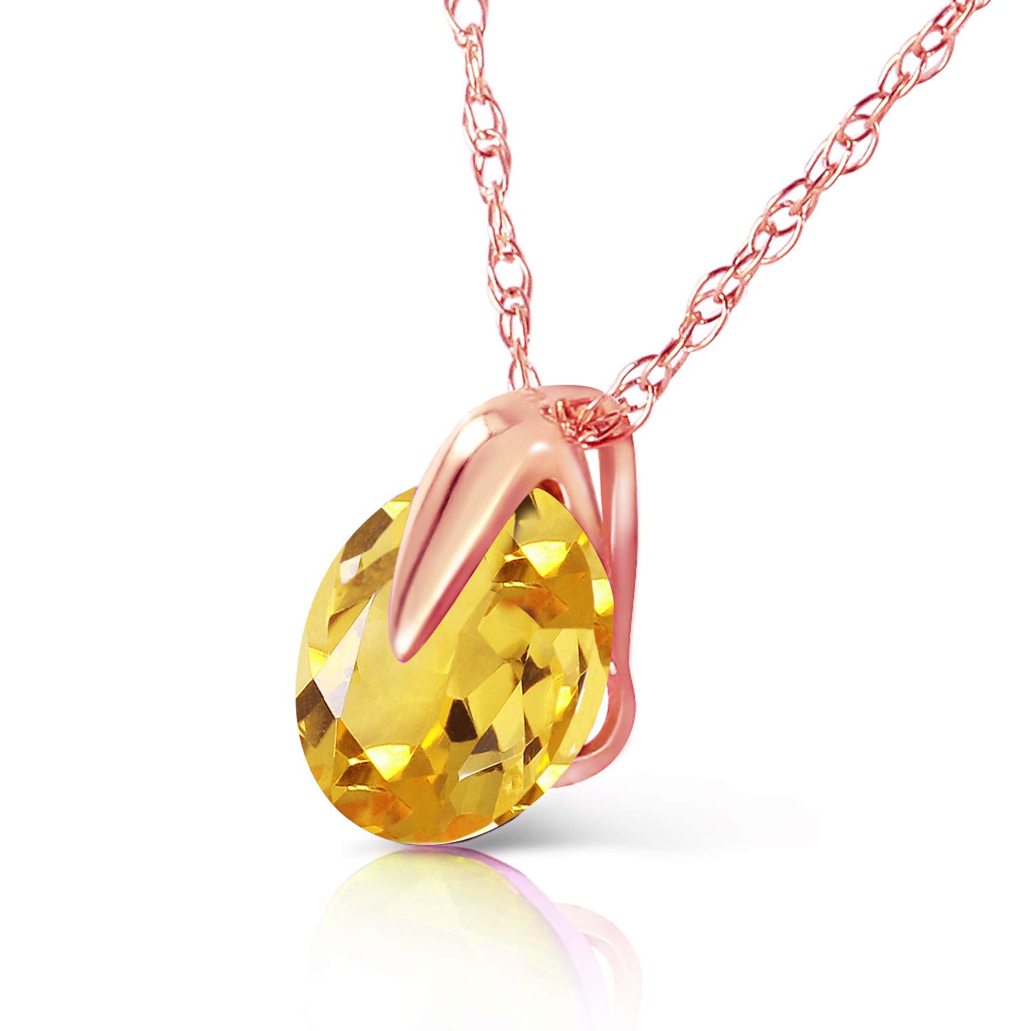 14K Solid Gold Necklace with Natural Citrine - Galaxy Gold GG Elegant Jewelry for Women, Perfect for Birthday, Anniversary & Valentine's Day Gifts