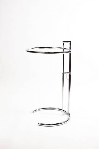 Eileen Gray E1027 Adjustable Height Side Table - Modern Glass & Chrome Design for Living Room, Office, or Bedroom