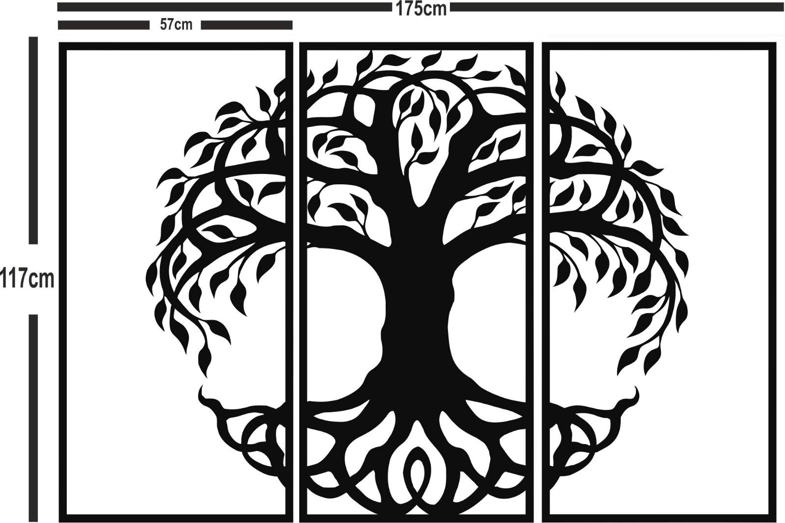 DEKADRON Tree of Life Metal Wall Art - 3 Panel Set for Home & Office Decor (69