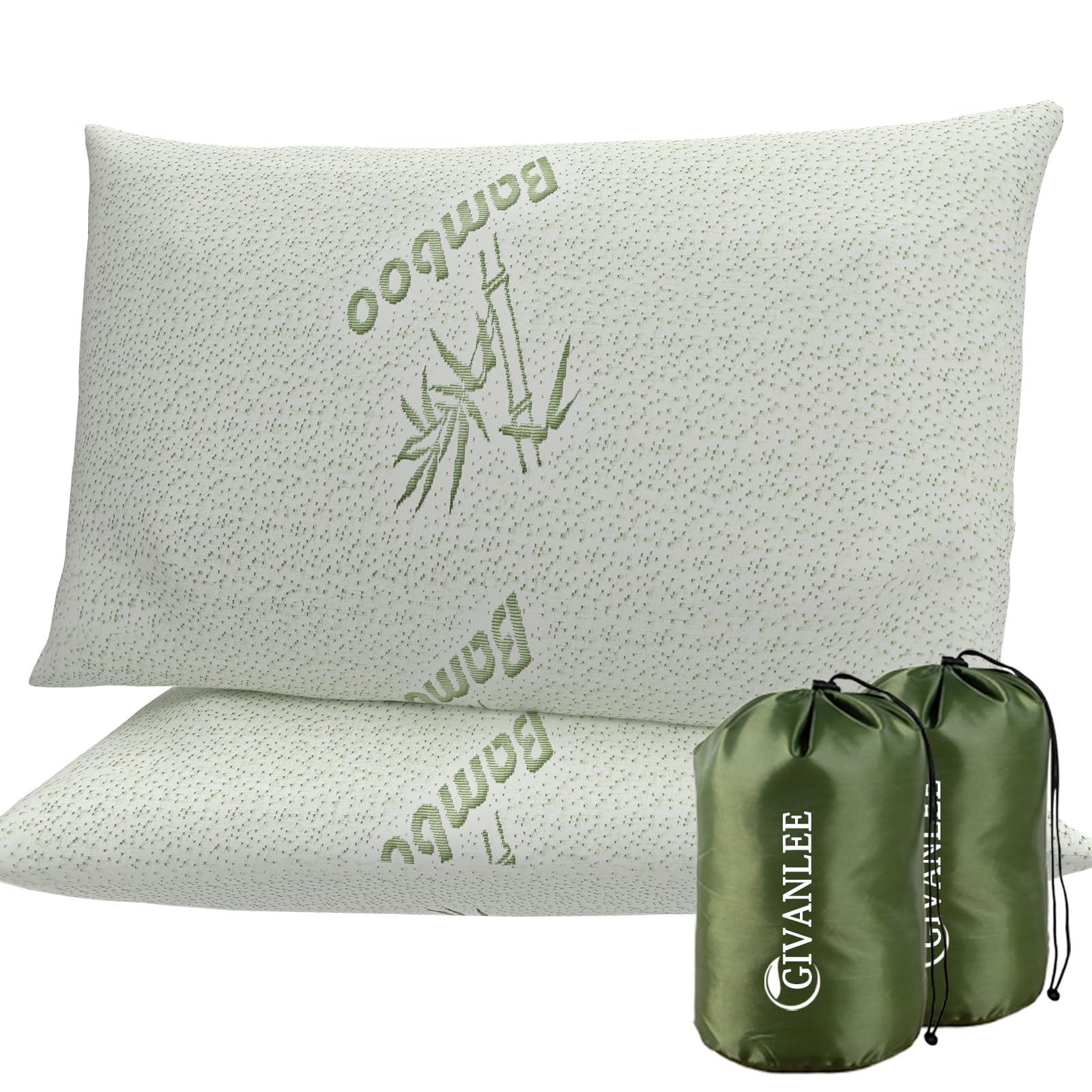2 Pack Camping Pillow for Sleeping - Small Travel Pillow with Shredded Memory Foam, Portable & Packable with Storage Bag, Soft Cover - Perfect for Camping, Backpacking, Hiking & Outdoor Adventures