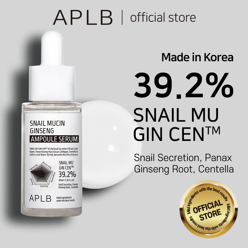 APLB Snail Mucin Ginseng Serum - 39.2% Korean Skincare for Wrinkles & Pores | Anti-Aging & Firming Skin Care