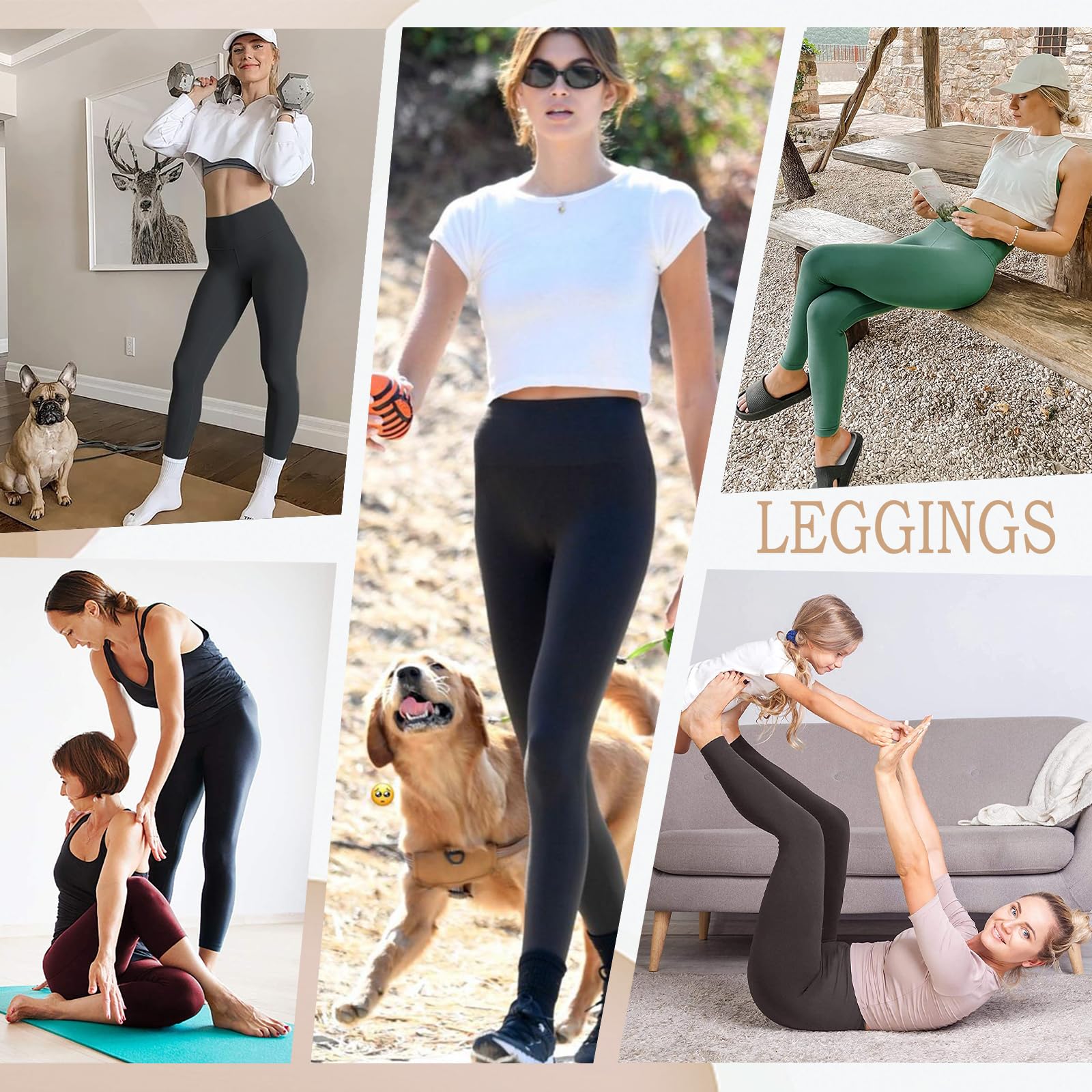 ACTINPUT Women's High Waist Yoga Pants - 4 Pack Black Tummy Control Leggings for Workout & Gym