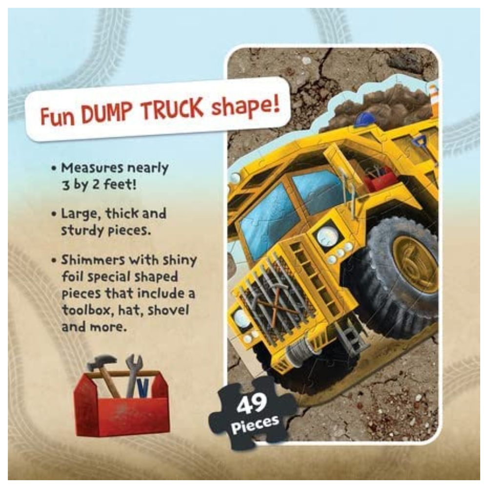 Peaceable Kingdom Shiny Dump Truck Floor Puzzle - 24-Piece Educational Toy for Kids Ages 3-5 | Fun Construction Theme for Playrooms & Preschool Learning