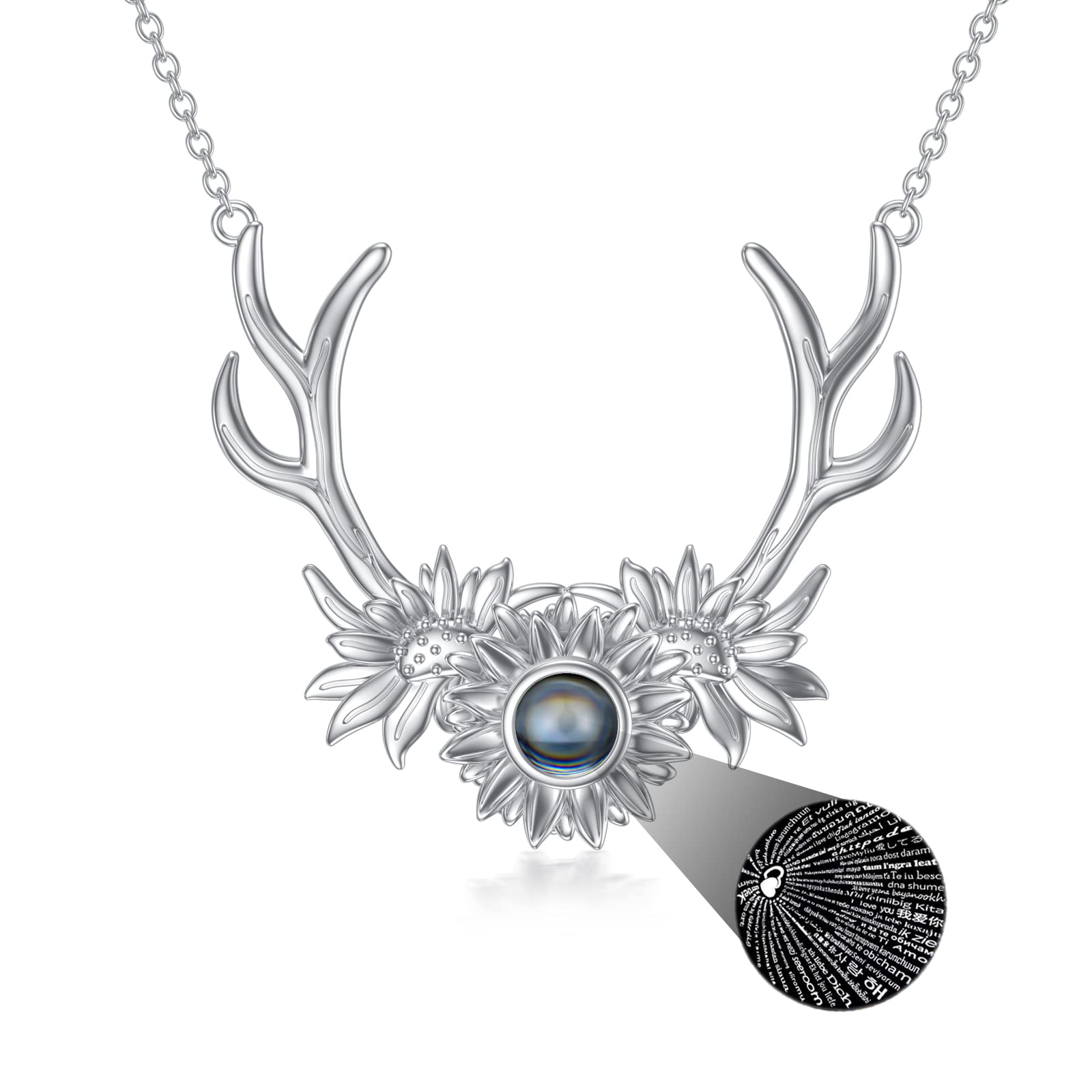 Labradorite & Moonstone Dragon Necklace - Sterling Silver Celtic Dragon Jewelry for Women & Men - 'I Love You' in 100 Languages - Unique Birthday Gift for Her, Him, Boys & Girls - Perfect for Romantic Occasions, Anniversary Presents & Spiritual Healing