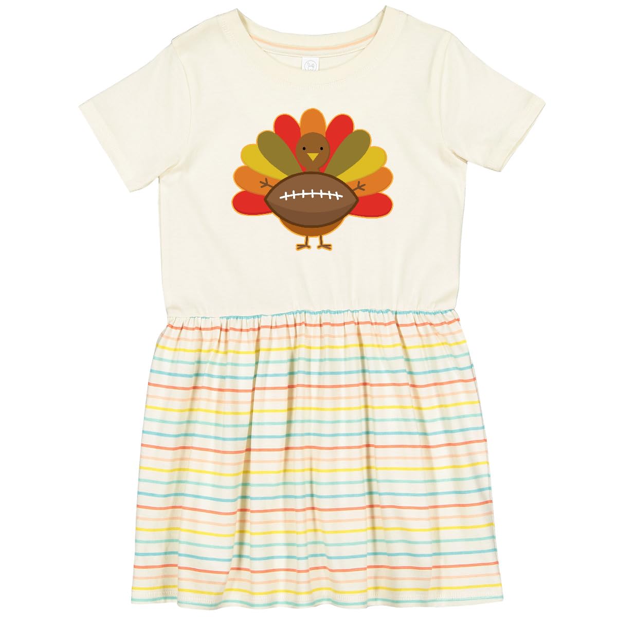 Inktastic Thanksgiving Day Turkey Football Fan Toddler Dress - Cute Holiday Outfit for Baby Girls & Boys - Perfect for Family Gatherings, Football Games & Festive Photos