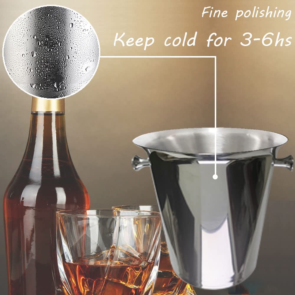Stainless Steel Champagne & Wine Ice Bucket with Stand - 5L Capacity (12Lb) Hammered Tall Design for Party, Bar, KTV, Wedding, Club, BBQ & Home Use - 3Ft Silver Standing Ice Cooler for Drinks & Beverages Chilling