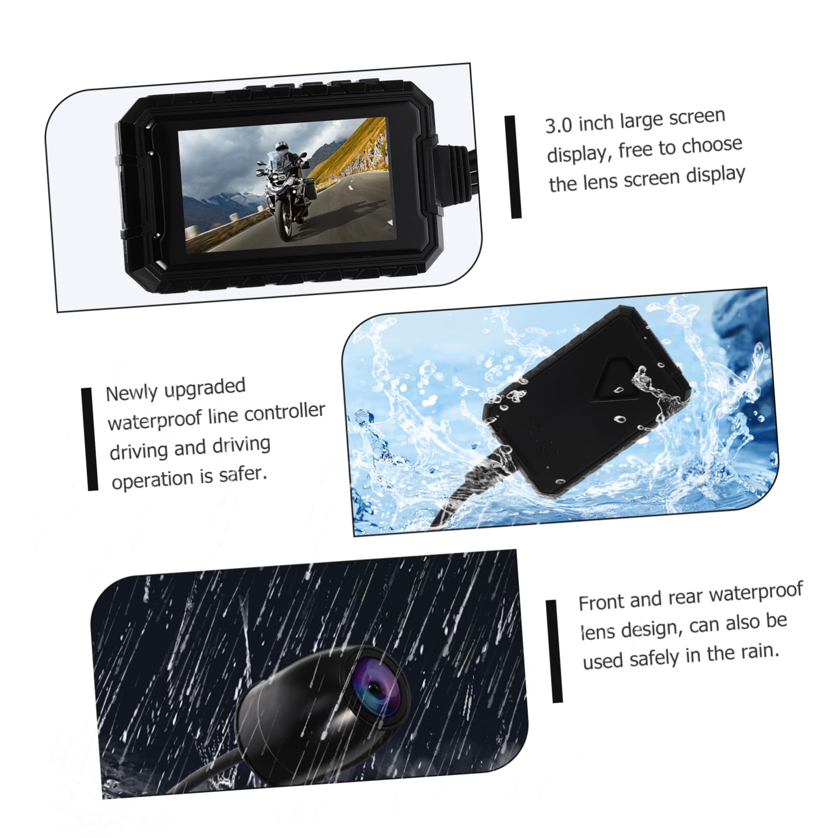 Hemobllo 3.0 Inch LCD Waterproof Motorcycle Action Camera with Anti-Shake & Night Vision - HD Bike Rear View Recorder for Cycling, Off-Road & Adventure Riding