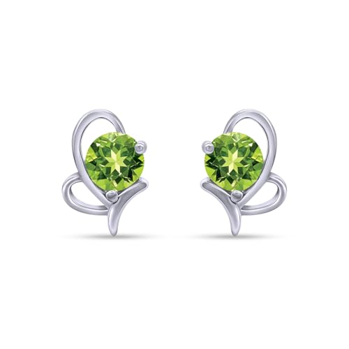 White Gold Plated Silver- Simulated Peridot