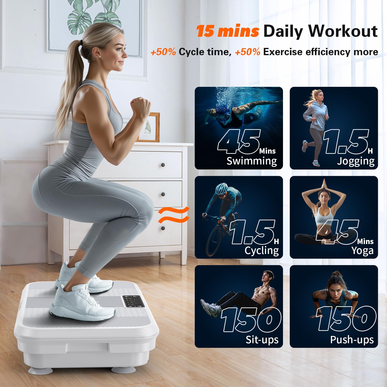 3D Vibration Plate Exercise Machine for Lymphatic Drainage & Weight Loss - 330lbs Capacity Home Gym Equipment with 5 Yoga Belts & 2 Resistance Bands - Whole Body Vibrating Platform for Fat Burning, Quiet Fitness Workout - Perfect for Home Use, Physical Therapy and Post-Workout Recovery