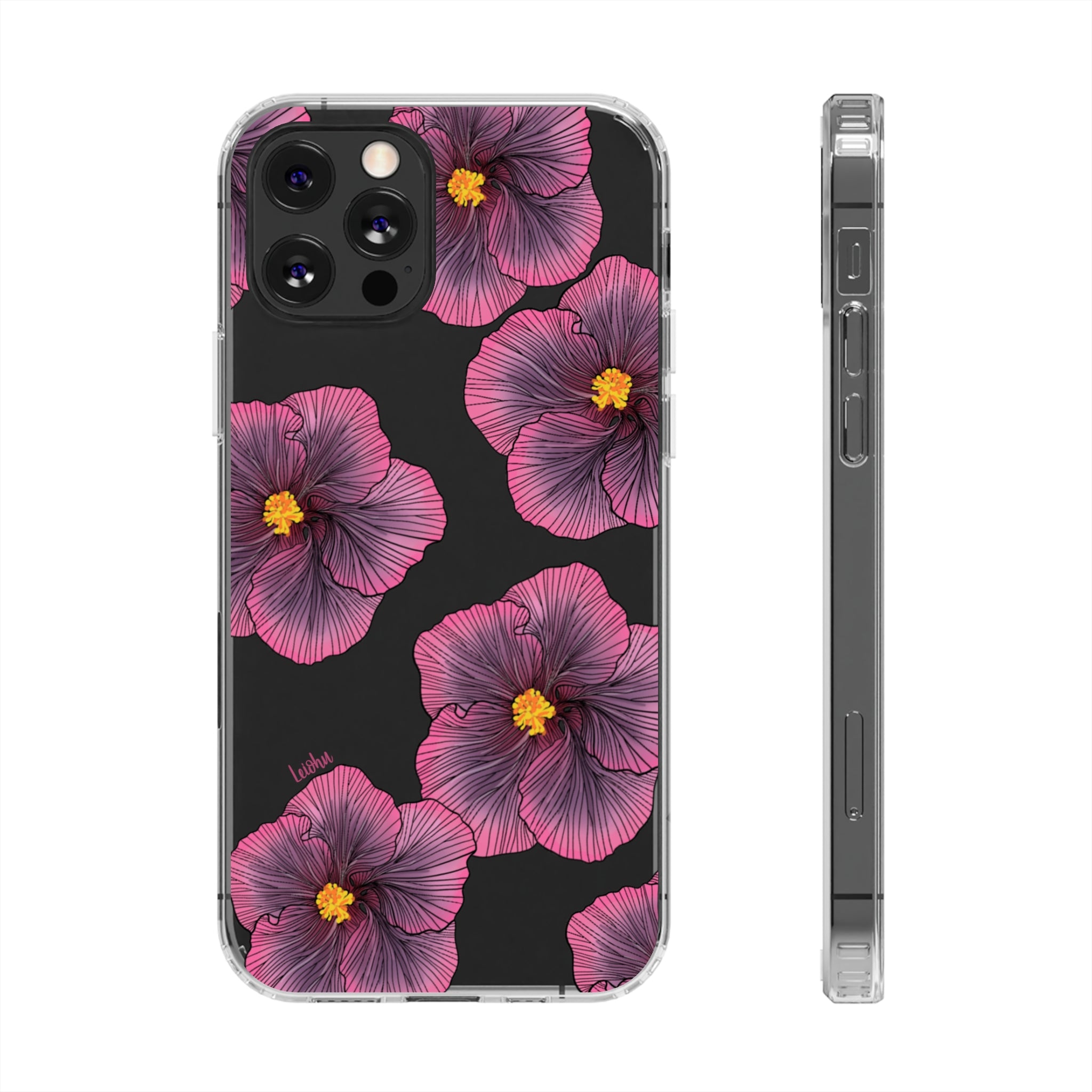 Sunset Hibiscus Clear Phone Case - Durable Protective Cover for iPhone & Samsung | Perfect for Everyday Use, Travel & Outdoor Activities