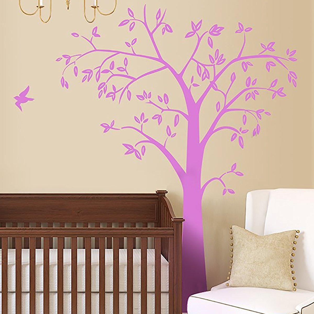 Neu Tree Wall Decal Sticker - 7ft Removable Vinyl Tree Wall Art for Nursery, Kids Room & Home Decor - Cotton Candy Pink Design for Bedroom & Living Room