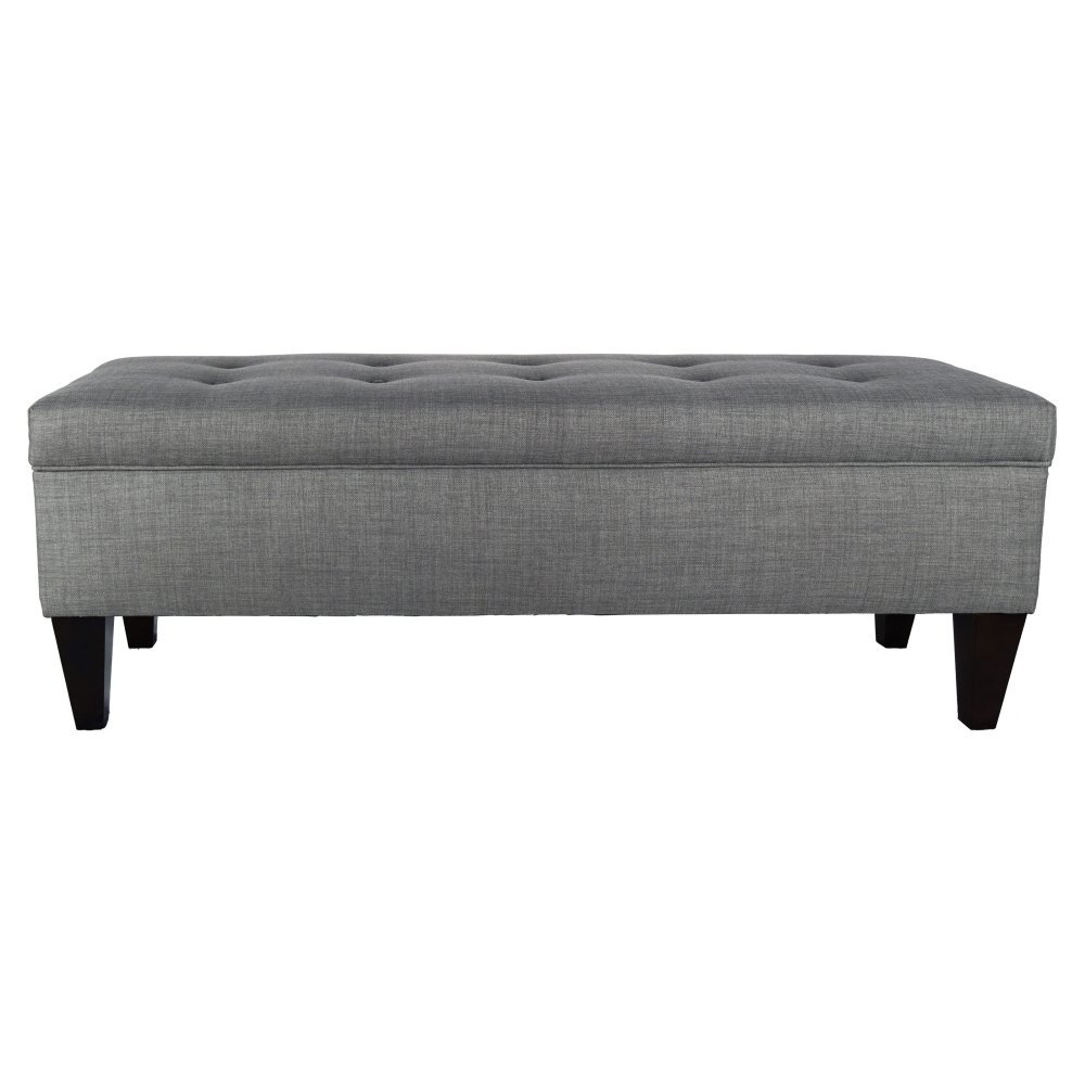 MJL Furniture Designs Brooke Collection Button Tufted Upholstered Long Bedroom Storage Bench with Lift Top, Dark Gray - Perfect for Bedroom Seating, Footrest, and Extra Storage Space