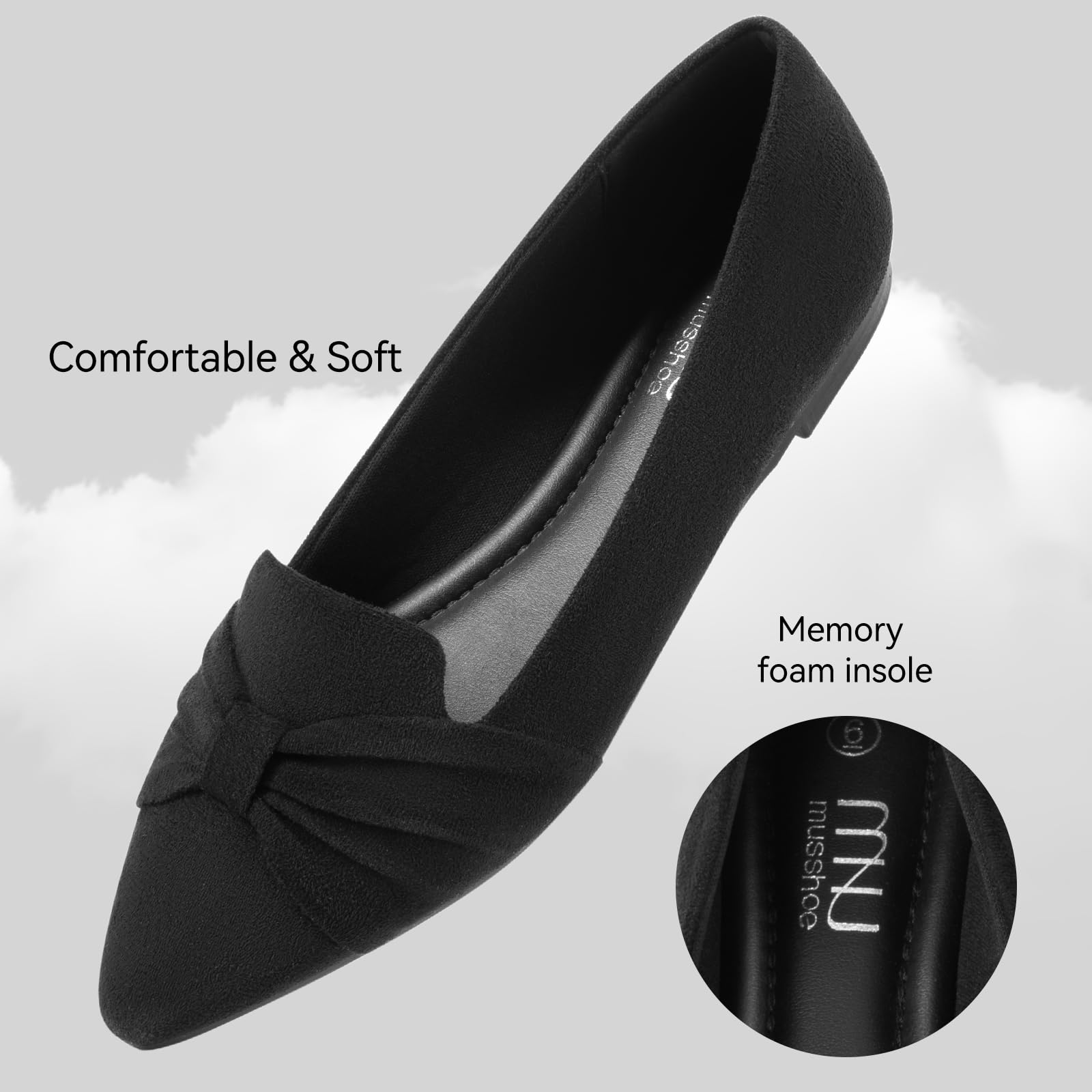 MUSSHOE Women's Comfortable Slip-On Flat Shoes - Casual & Dressy Loafers for Work, Travel & Everyday Wear