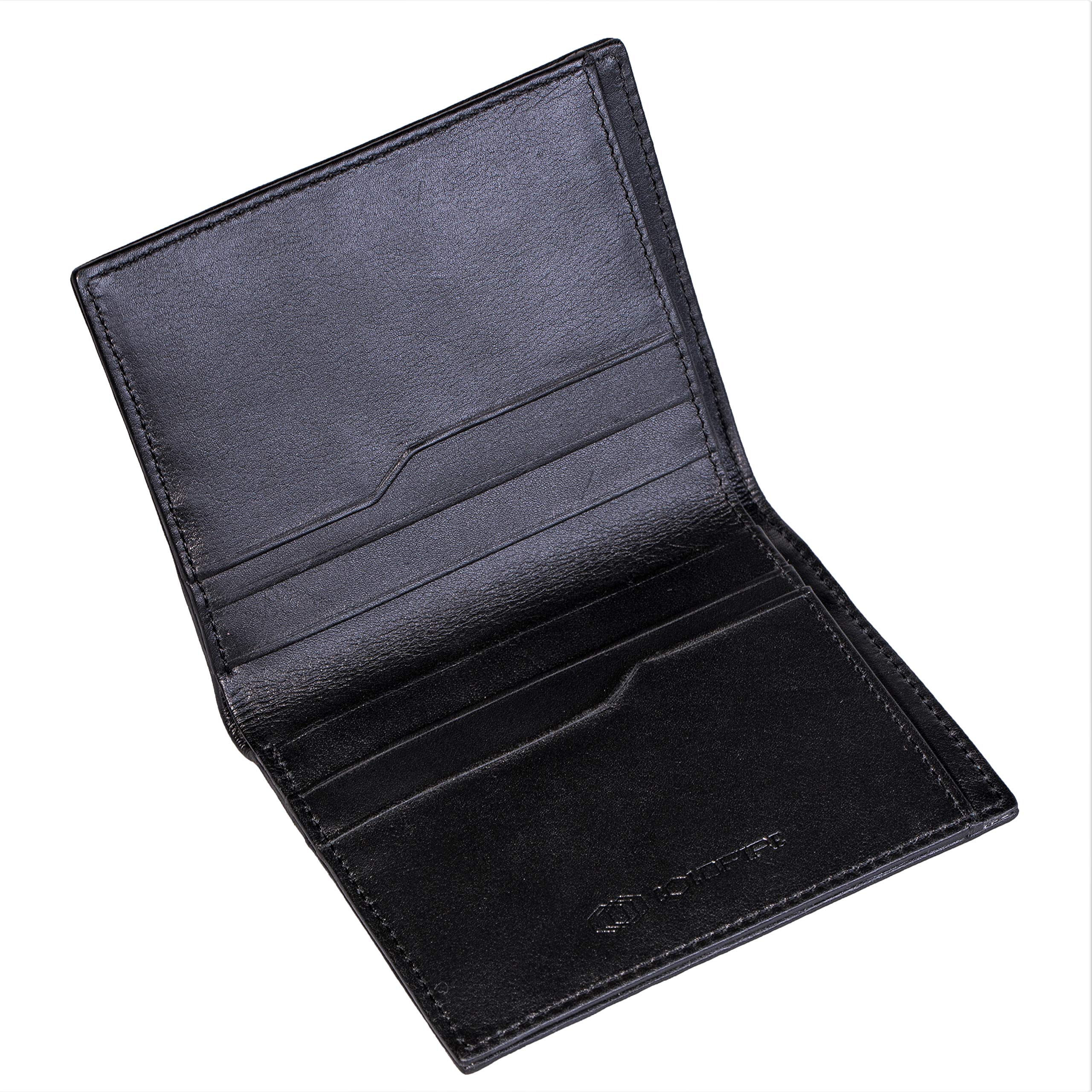 COLDFIRE Tactical Carbon Fiber Wallet - Handmade Slim RFID Blocking Bifold Wallet for Men - Genuine K-Leather Front Pocket Credit Card Holder - Made in Europe - Perfect for Everyday Carry (EDC), Travel & Minimalist Lifestyle