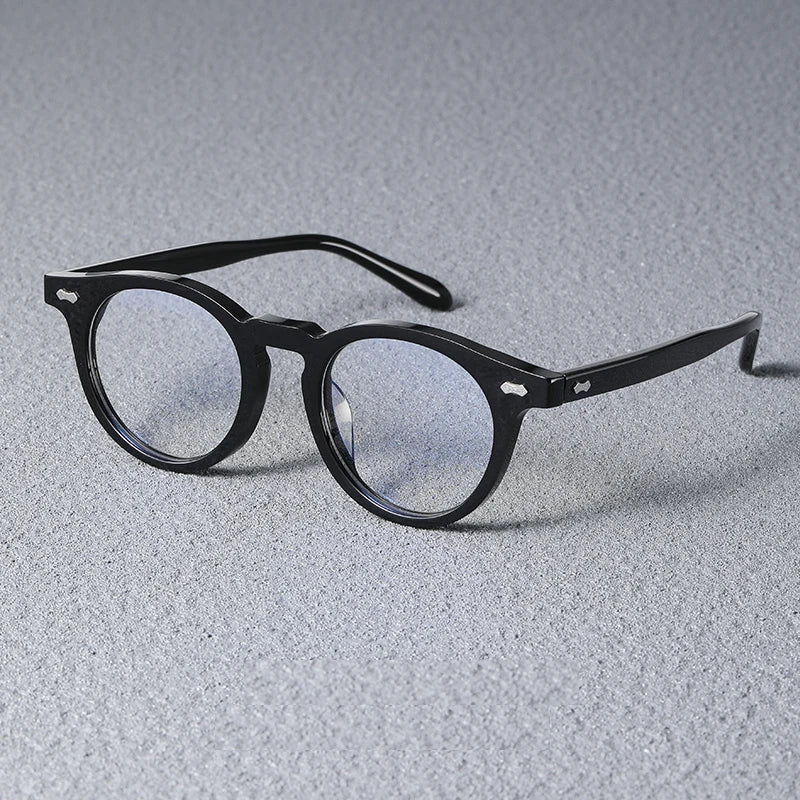 Stylish Black Unisex Acetate Full-Rim Round Eyeglasses SH505 - Perfect for Reading, Work & Everyday Fashion