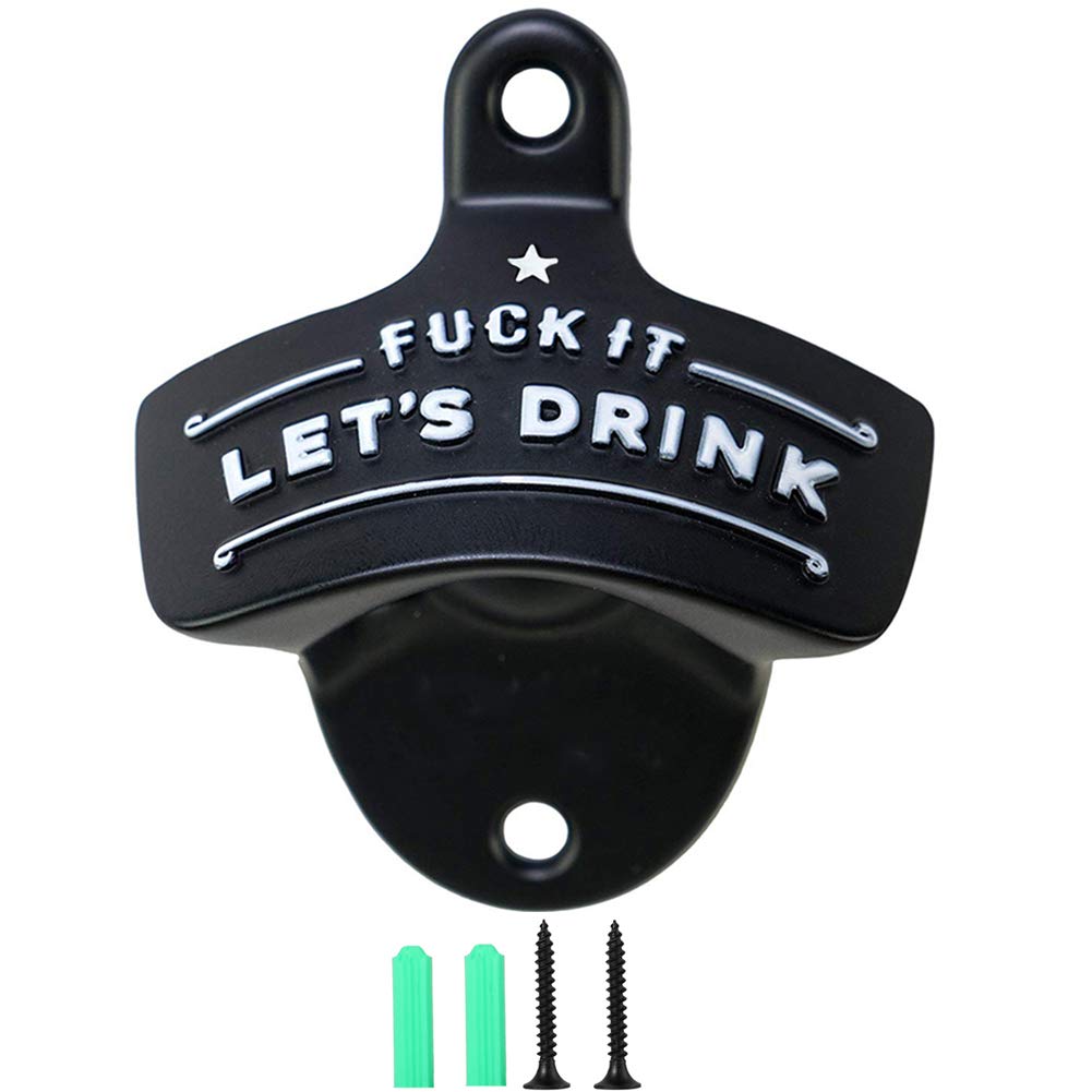 Stainless Steel Wall Mounted Bottle Opener - Funny Christmas & Birthday Gift for Men, Dad, Beer Lovers - Includes Mounting Screws & Wall Anchors (1 Pack) - Perfect for Home Bar, Kitchen, Garage & Man Cave Decor