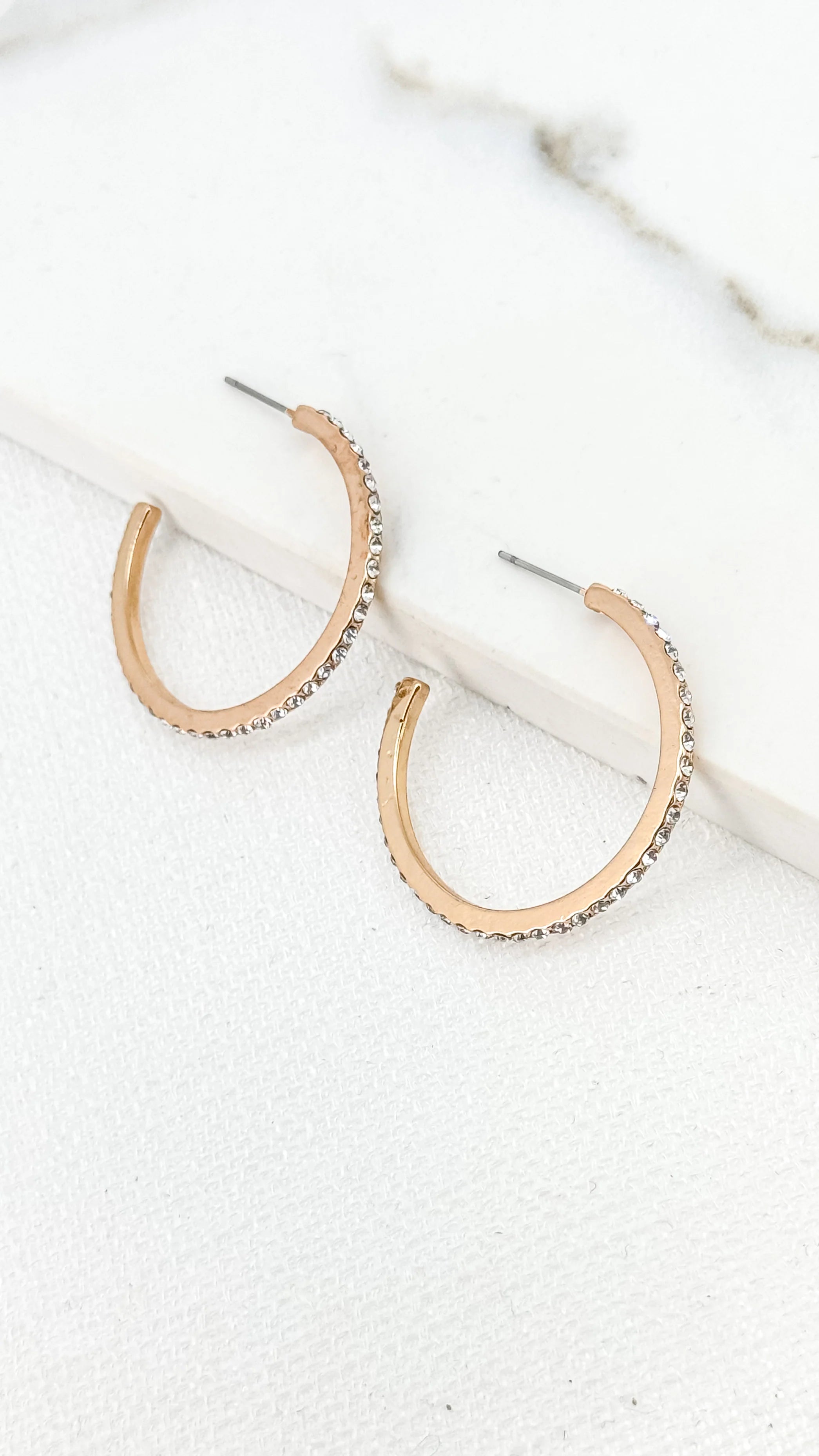 Sparkling Diamond Hoop Earrings for Women - Elegant 14K Gold Plated Dangle Earrings - Perfect for Parties, Weddings & Everyday Wear