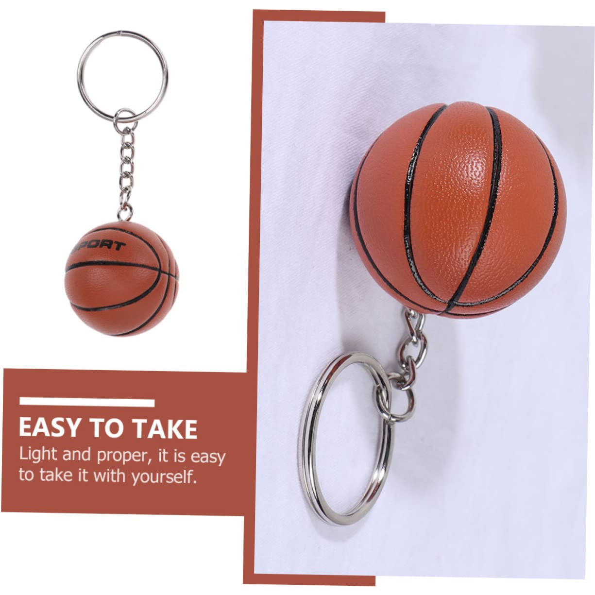 Kisangel 5 Sets Mini Basketball Hoop Keychain - Unique Boys & Girls Basketball Keyring Decor, Hanging Key Ring for Home, Office, or Car (2pcs x 5) - Perfect Gift for Sports Fans & Basketball Lovers