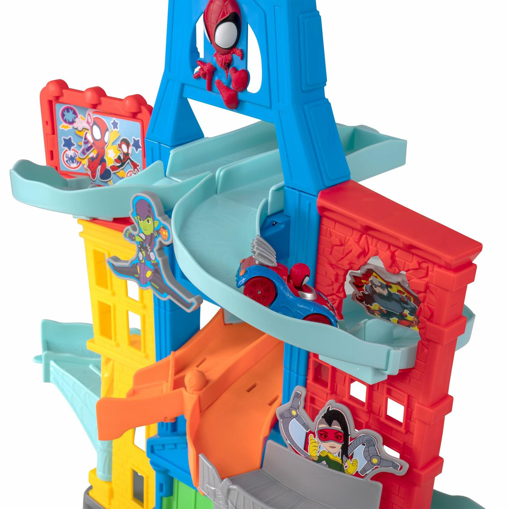 MARVEL Spidey and His Amazing Friends Amazing Metals City Track Set - 24 Inch Tall Spider-Man Toy Playset for Kids | Superhero Action Figure Playset for Birthday Gifts & Indoor Pretend Play