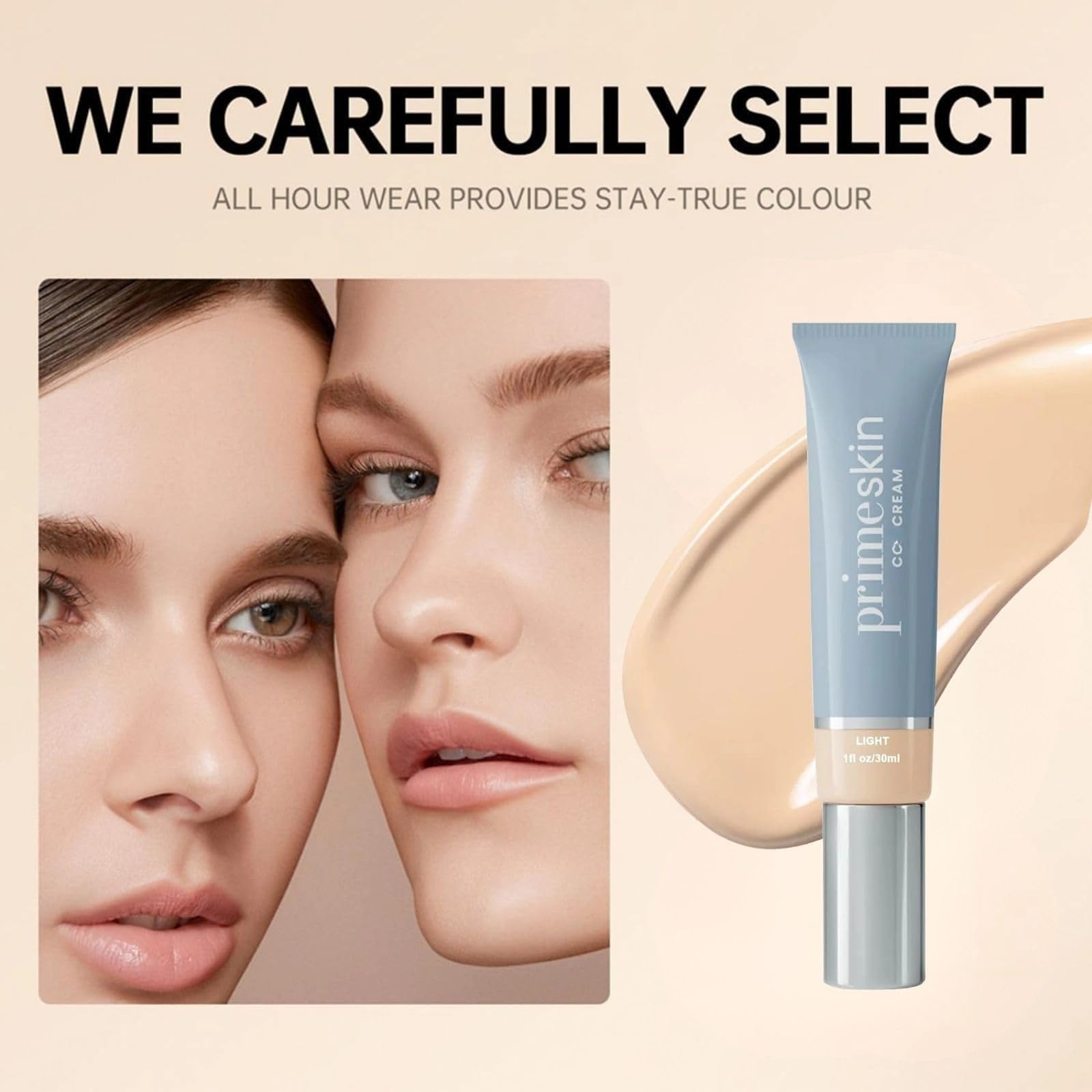 PrimeSkin CC Cream - Liquid Foundation Makeup for Women, 1 Fl Oz/30ml (Medium) | Lightweight Coverage, Natural Finish | Perfect for Daily Wear & Special Occasions
