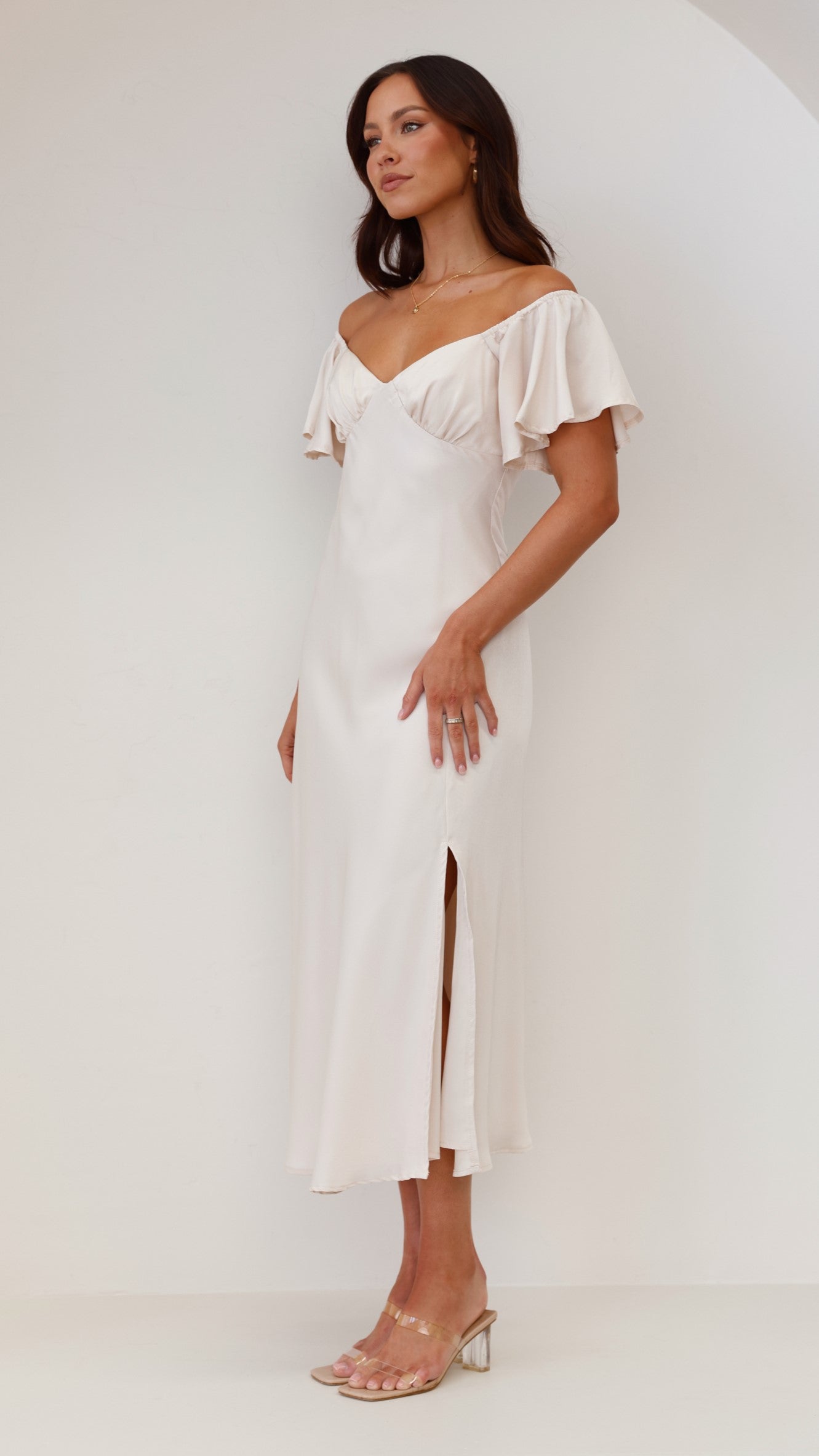 Louisa Midi Dress Ivory - Elegant Flowy Summer Dress for Women | Perfect for Beach Vacations, Weddings & Date Nights