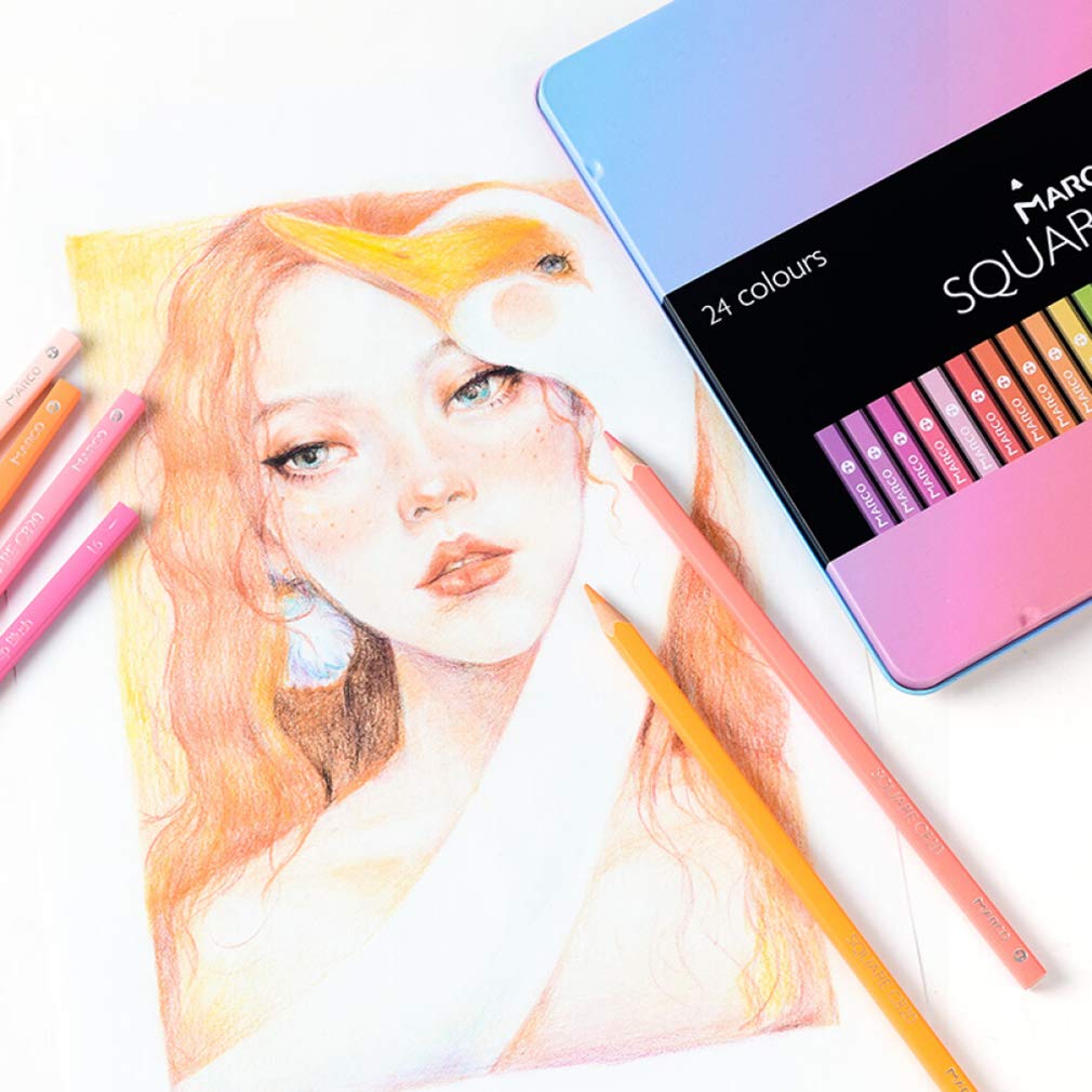 YYMIYU 24-Color Maca Pink Oil Pastel Set - Square Stick Art Pencils for Drawing, Sketching & Coloring | Perfect for Artists, Students & DIY Craft Projects