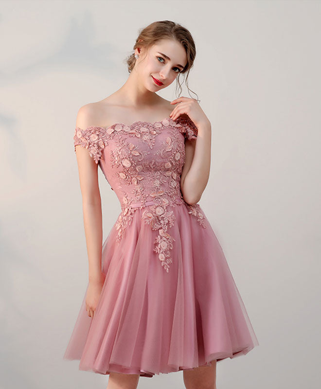 Elegant Pink Lace Tulle Short Prom Dress for Women - Perfect for Evening Parties, Homecoming Dances & Special Occasions