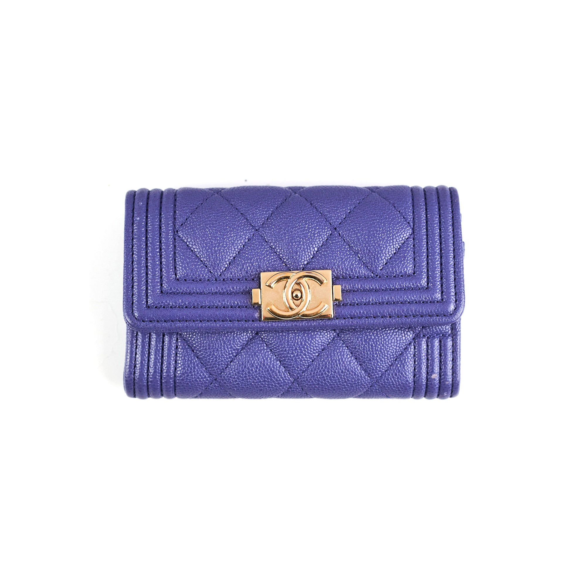 Chanel Boy Flap Wallet in Purple | Genuine Leather Luxury Wallet for Women | Perfect for Everyday Use & Special Occasions