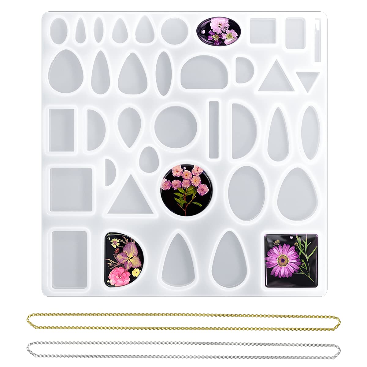 Resin Jewelry Molds - DIY Silicone Molds for Epoxy Resin Casting, Pendants, Keychains, Necklaces & Earrings - Perfect for Handmade Jewelry Making & Crafting Projects (Great for Gifts, Home Decor & Fashion Accessories)