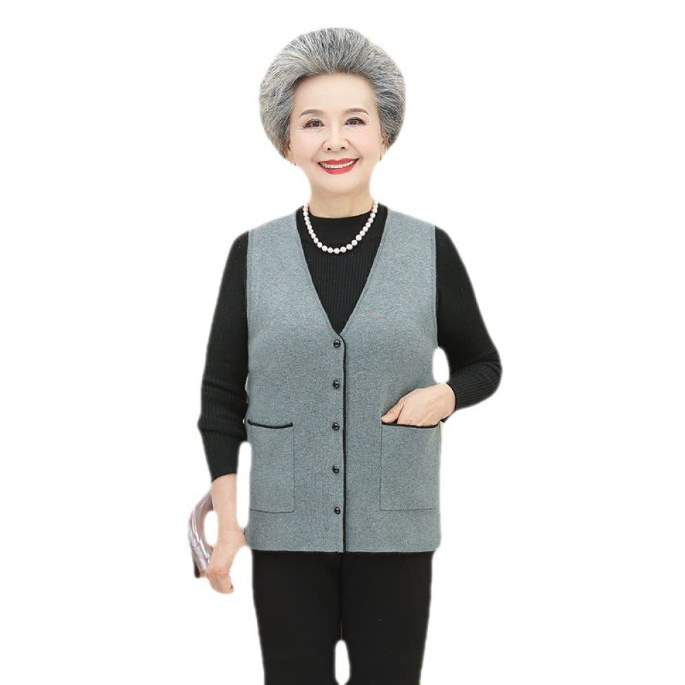Vintage Green Cropped V-Neck Sweater Vest for Women - Sleeveless Knitted Gilets with Button Pockets, Preppy Style Cardigan Waistcoat (Large Size) - Perfect for Layering, Office Wear, and Casual Outfits