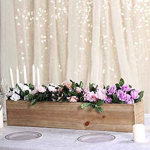30x6-Inch Rustic Brown Wood Rectangular Planter Boxes - Wedding Centerpieces, Party Decor, Home Decoration Supplies | Perfect for Farmhouse, Boho & DIY Wedding Decor