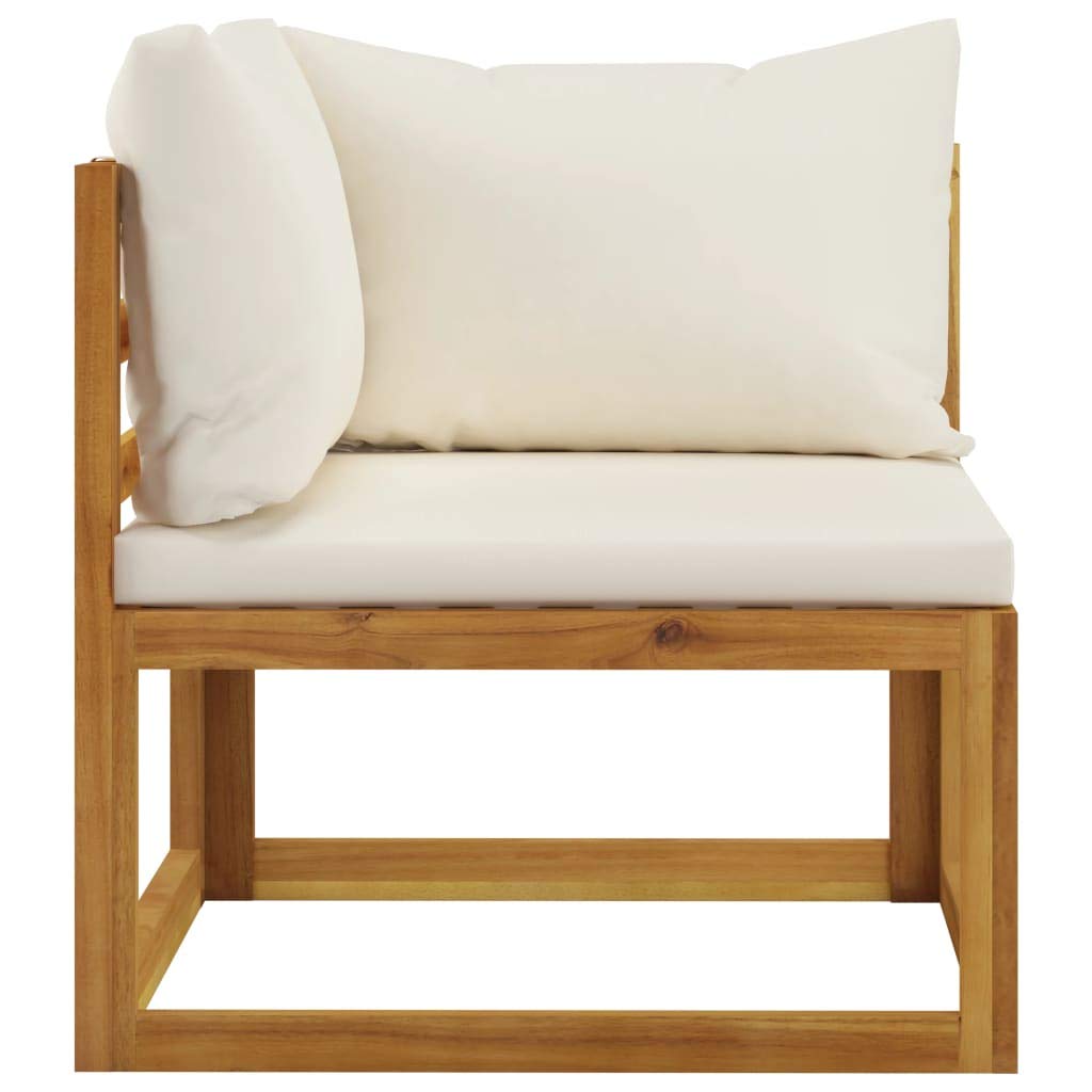 vidaXL 6-Piece Patio Lounge Set with Cushions & Coffee Table - Modern Cream Acacia Wood Outdoor Sectional Sofa for Garden, Backyard, Poolside & Patio Relaxation