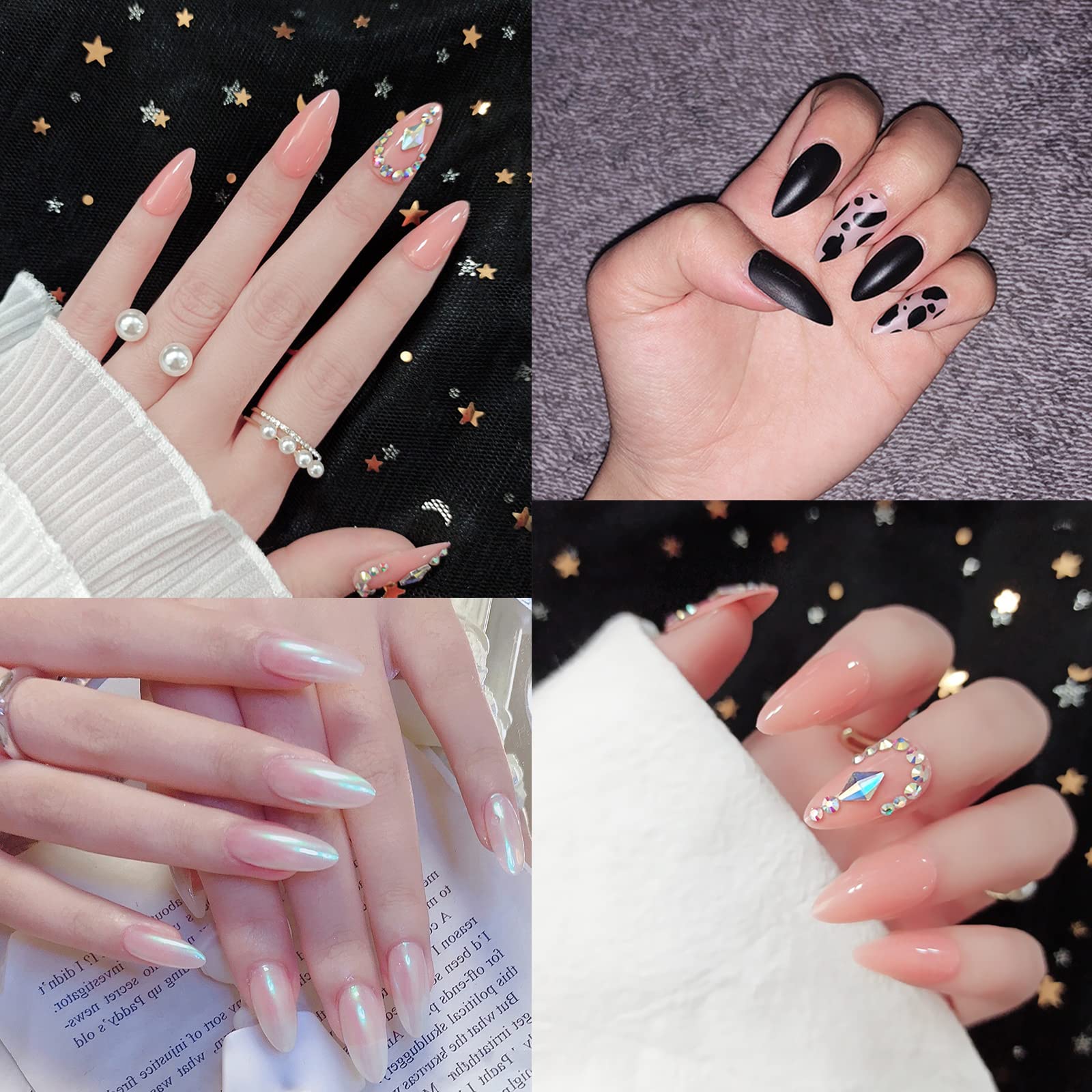 Premium 504pcs Almond Press On Nails - Clear Acrylic Full Cover Fake Nail Extensions for DIY Nail Art, 12 Sizes with Storage Case - Perfect for Home Manicures, Parties & Special Occasions