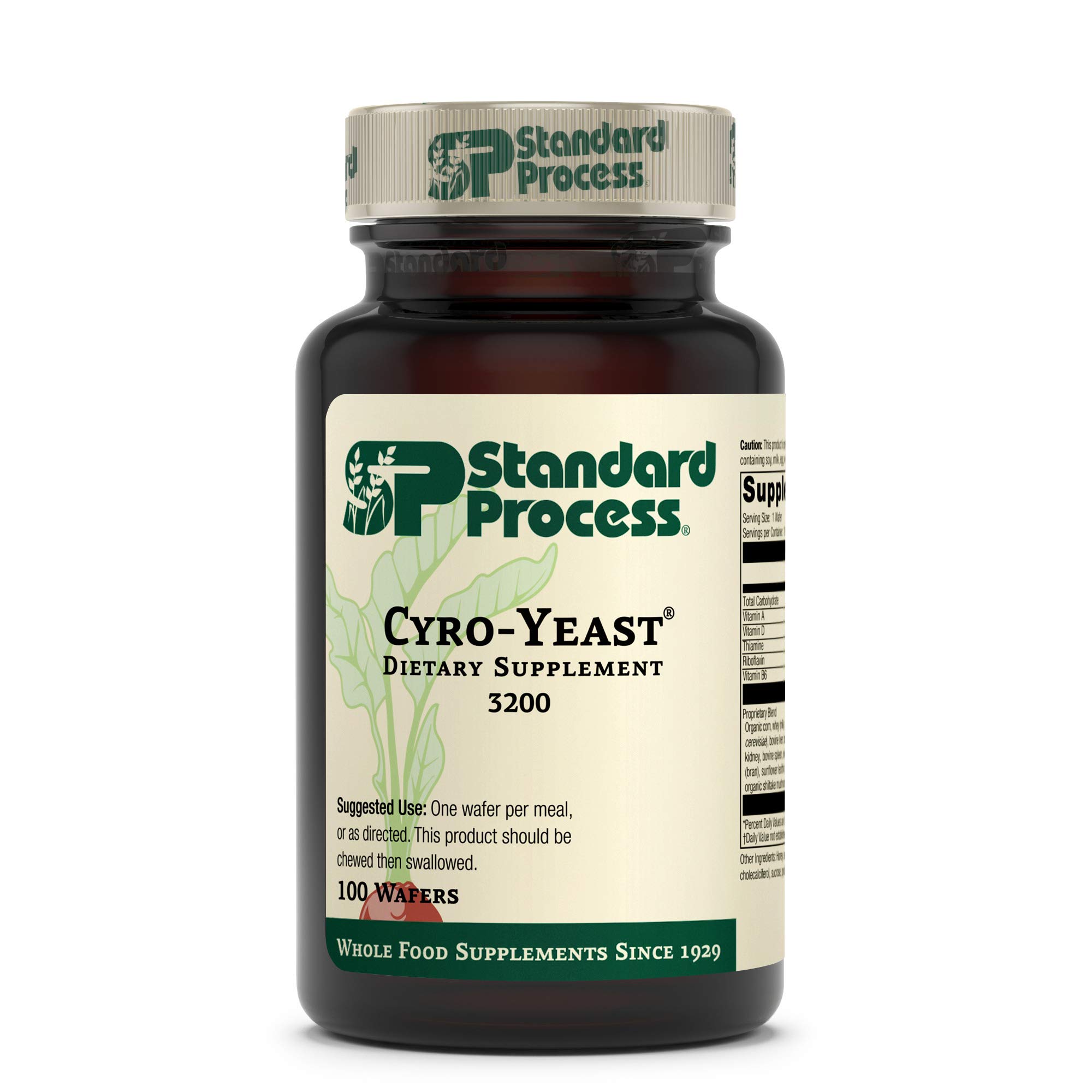 Standard Process Cyro-Yeast Whole Food Supplement - Digestive Health & Immune Support with Shiitake, Reishi Mushroom, Rice Bran, Alfalfa & B Vitamins (100 Wafers) - Ideal for Gut Health, Energy Boost & Wellness Routine