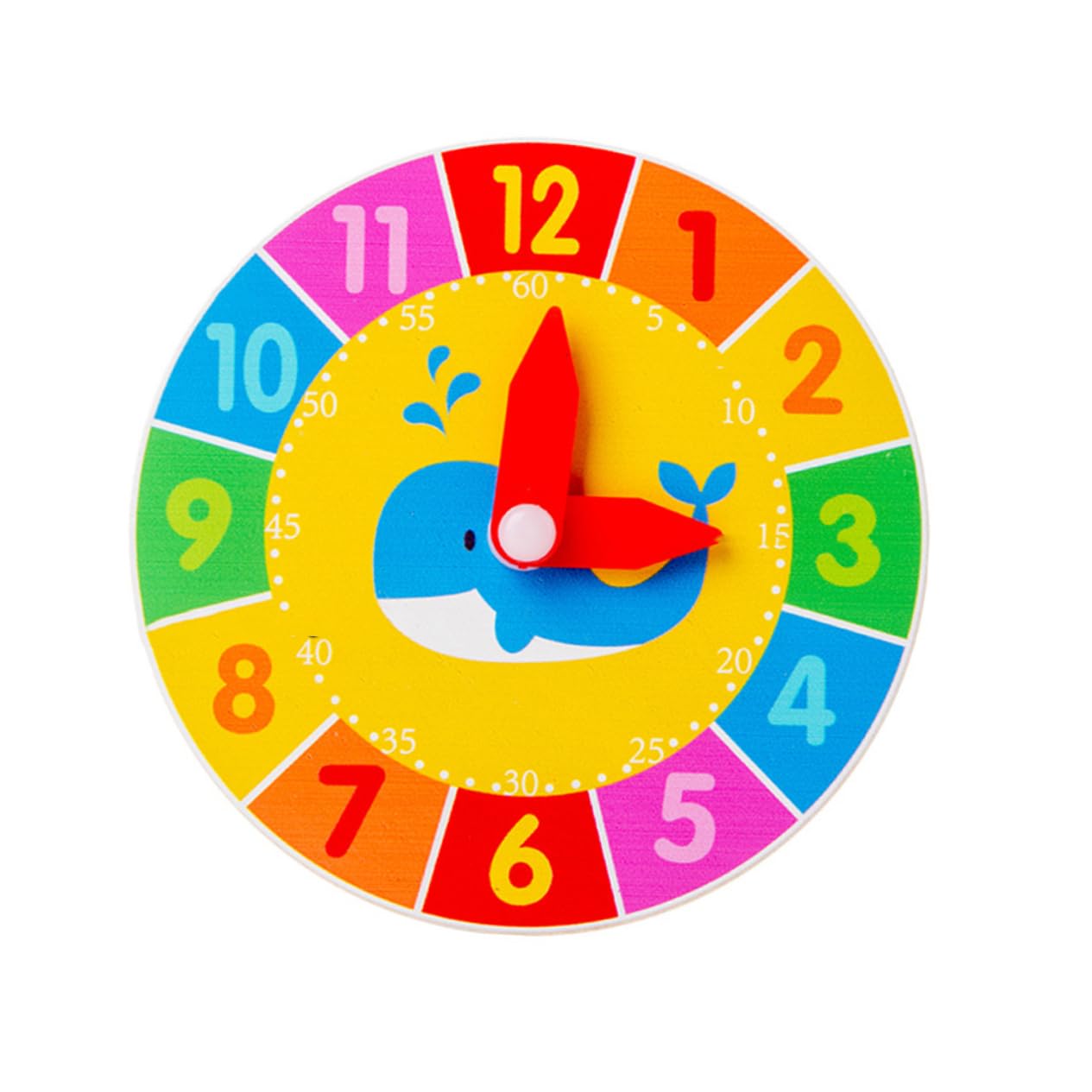 2-Piece Wooden Educational Clock Toy Set for Kids - Cartoon Learning Clock with Bamboo Design - Perfect for Classroom, Homeschooling & Early Childhood Time-Telling Practice