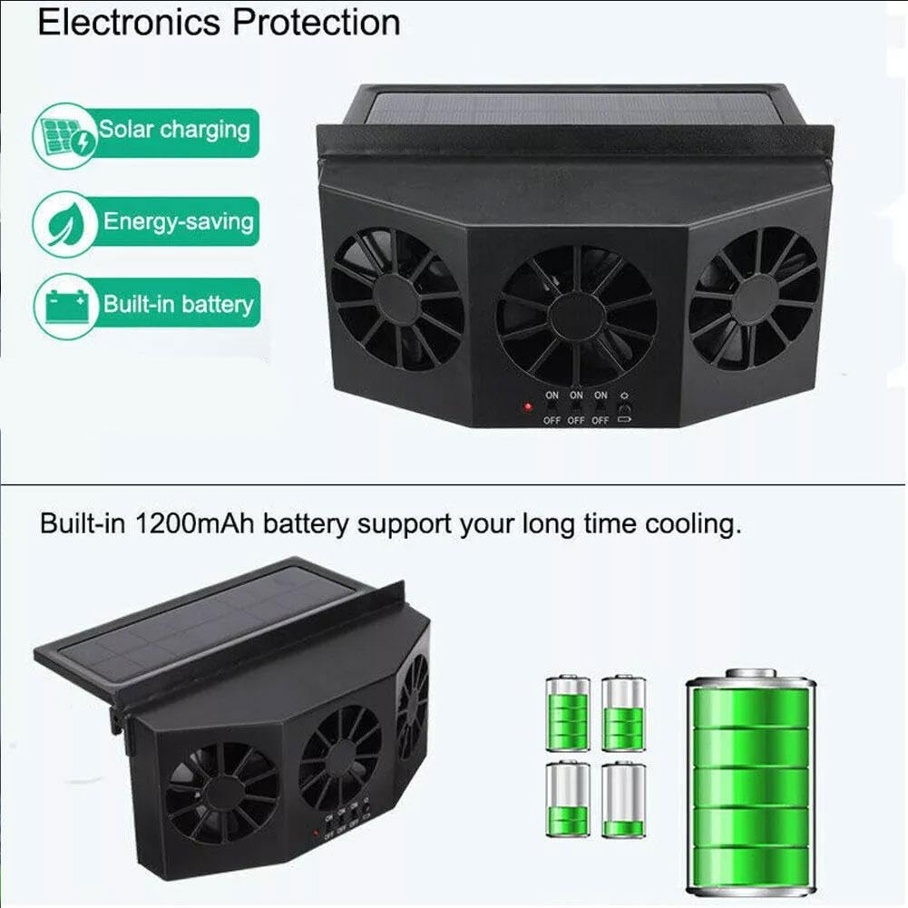 2024 New Solar Powered Car Window Ventilation Fan - Auto Solar Exhaust Fan & Air Purifier for Front/Back Seat - Improve Airflow & Cooling in Parked Vehicles