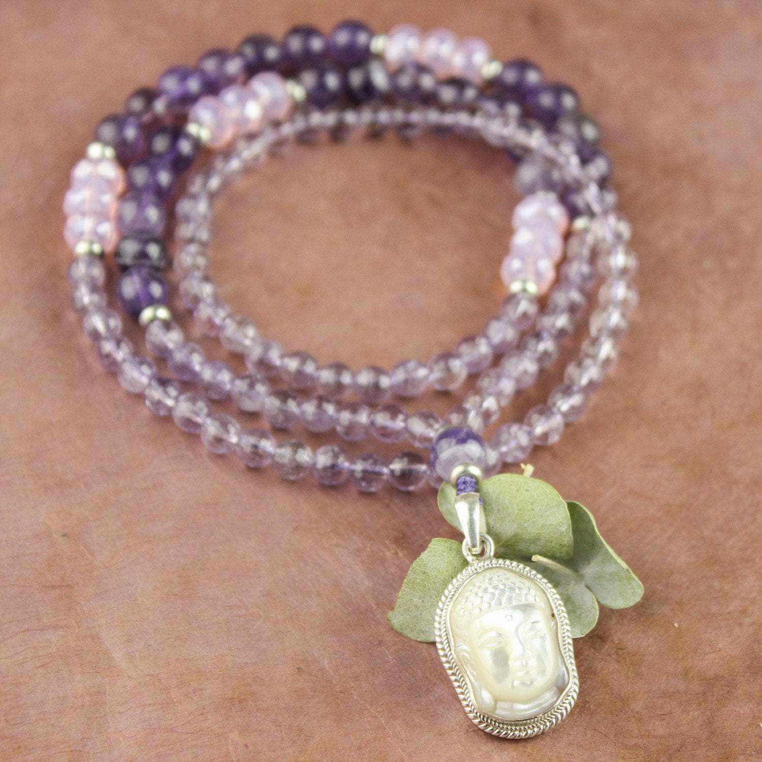 Natural Amethyst Mala Beads - 108 Healing Meditation Prayer Necklace for Yoga, Mindfulness & Spiritual Balance | Handmade Gemstone Jewelry Gift