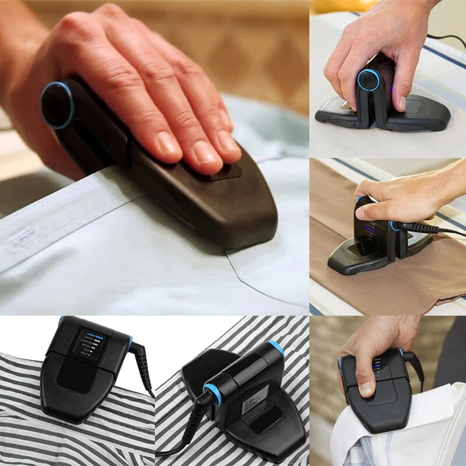 Portable Folding Iron - 6 Temperature Settings Electric Travel Iron for Clothes, Compact & Lightweight for Home, Office & Travel - Perfect for Business Trips, Vacation Packing & Quick Wrinkle Removal